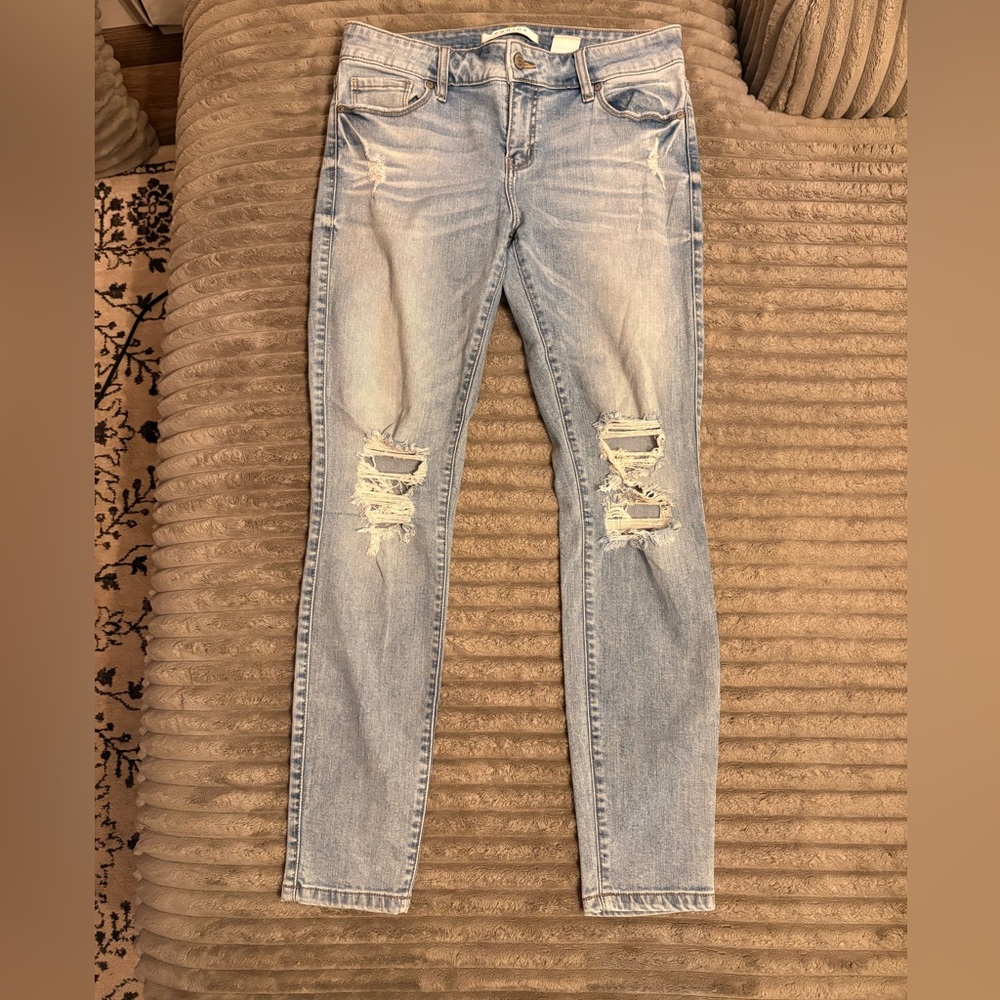 Eunina Light Blue Distressed Skinny Jeans